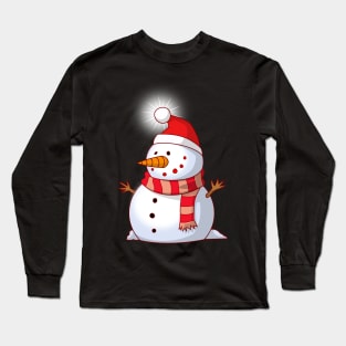 Animated Snowman Glass T Shirt Christmas Wishes Tradition Long Sleeve T-Shirt